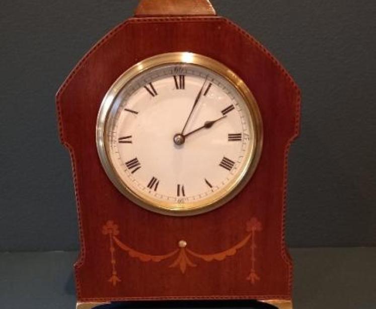 Edwardian Period Inlaid Bracket Style Mantel Clock - Image 1