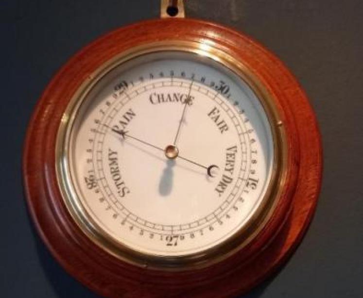 Victorian Golden Oak Aneroid Barometer - Image 1