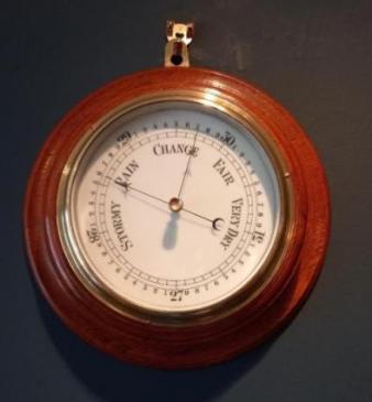 Victorian Golden Oak Aneroid Barometer
