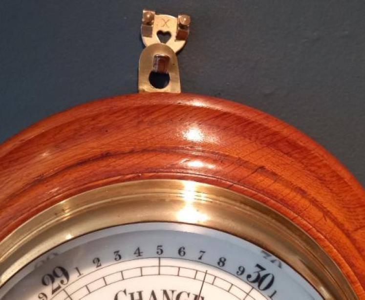 Victorian Golden Oak Aneroid Barometer - Image 4