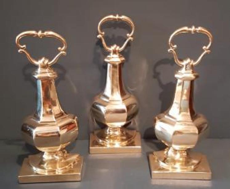 Rare Matching Set of 3 Victorian Brass Doorstops - Image 1