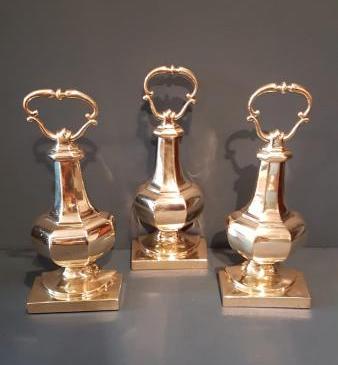 Rare Matching Set of 3 Victorian Brass Doorstops