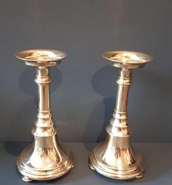 Pair of Stylish Victorian Brass Church Candlesticks