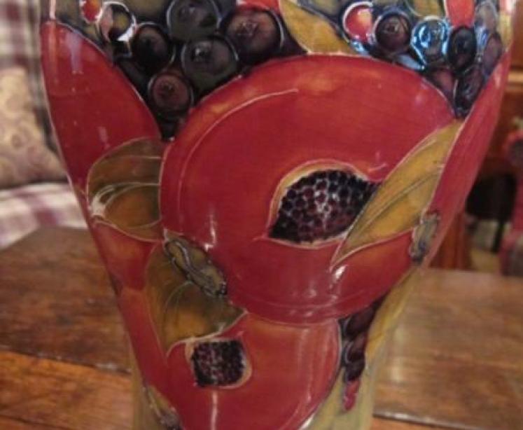 Large Moorcroft Pomegranate on Ochre Vase - Image 2