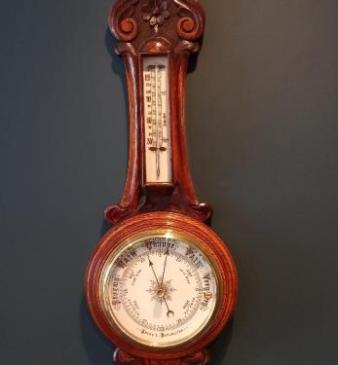 Mid Victorian Foliage Carved Banjo Barometer