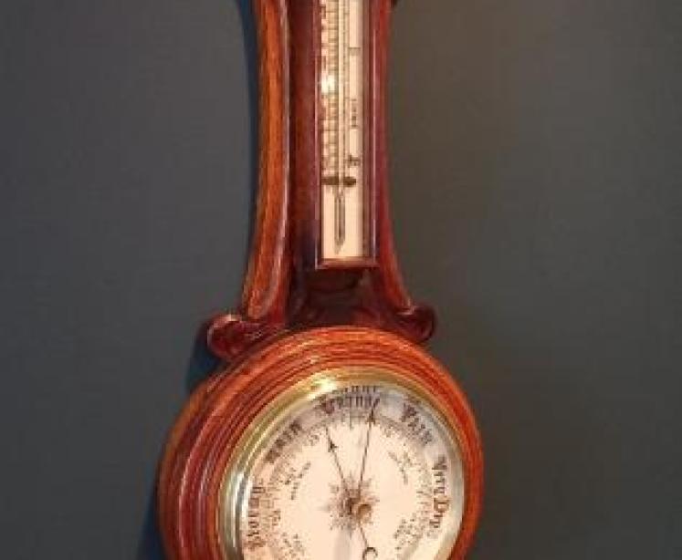 Mid Victorian Foliage Carved Banjo Barometer - Image 7