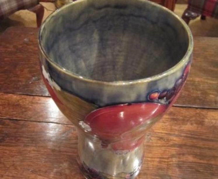 Large Moorcroft Pomegranate on Ochre Vase - Image 4