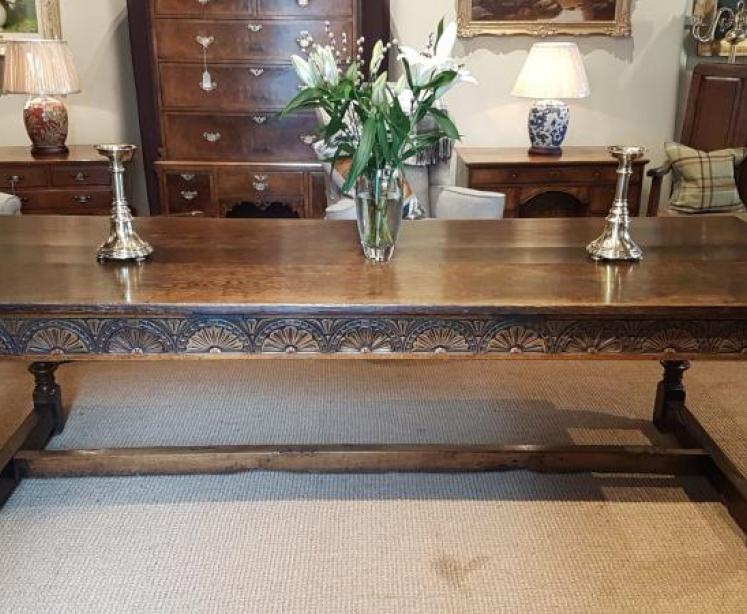 George III Oak 10 Seat Refectory Table - Image 1