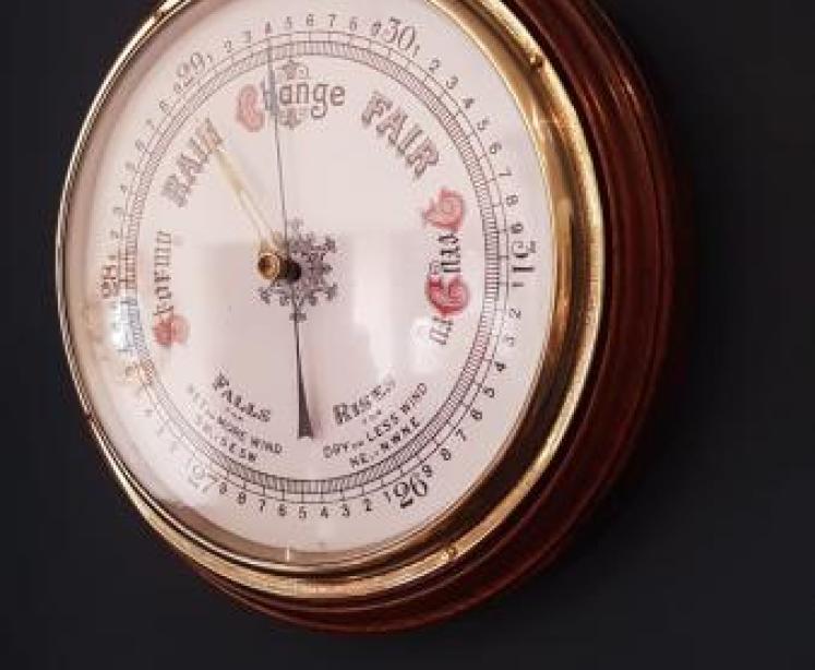 Large Victorian Oak Enamel Dial Wheel Barometer - Image 3
