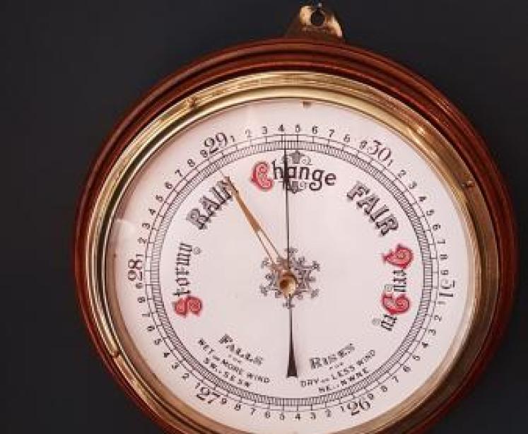 Large Victorian Oak Enamel Dial Wheel Barometer - Image 6