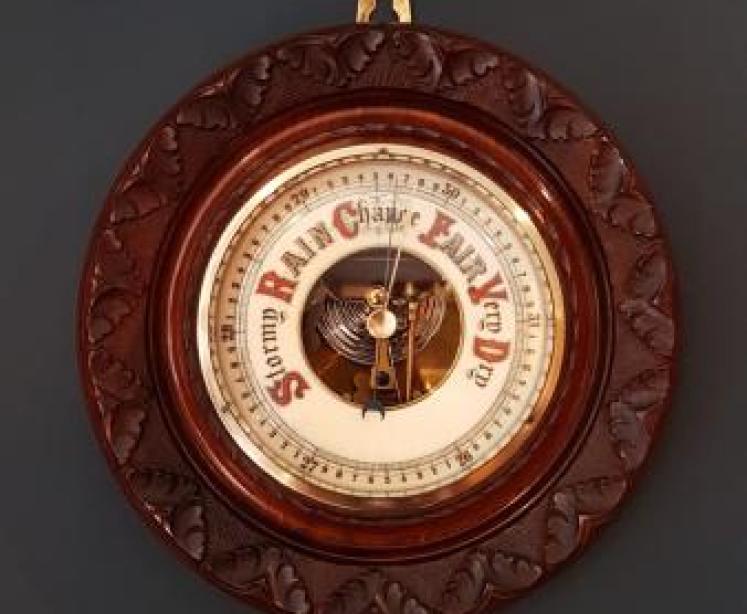 Victorian Carved Walnut Barometer - Image 1