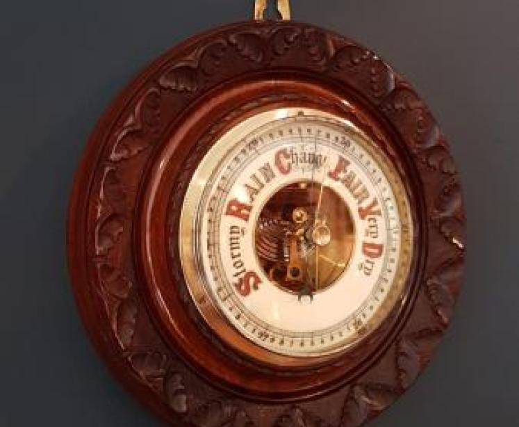 Victorian Carved Walnut Barometer - Image 5