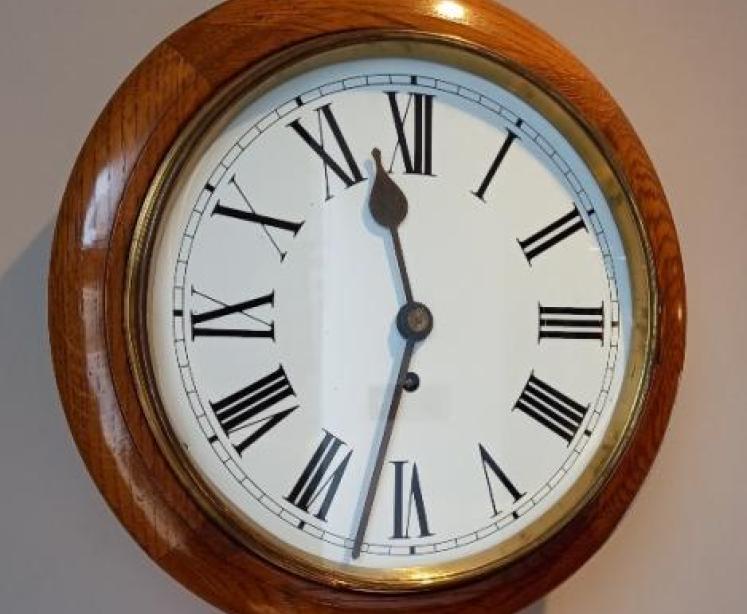 Victorian Light Oak 8 Day Dial Wall Clock - Image 1
