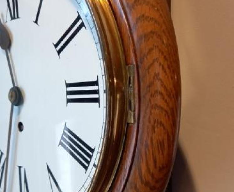 Victorian Light Oak 8 Day Dial Wall Clock - Image 6