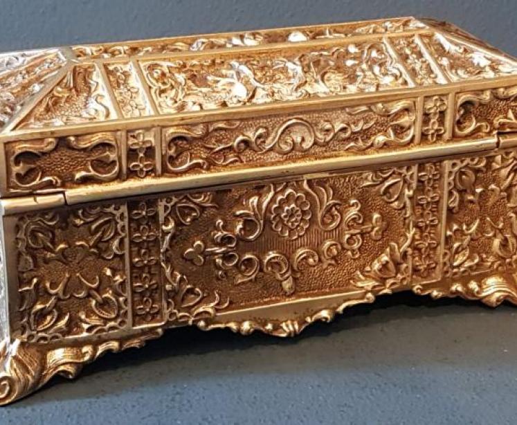 Superb Victorian Cast Brass Jewel Casket - Image 2