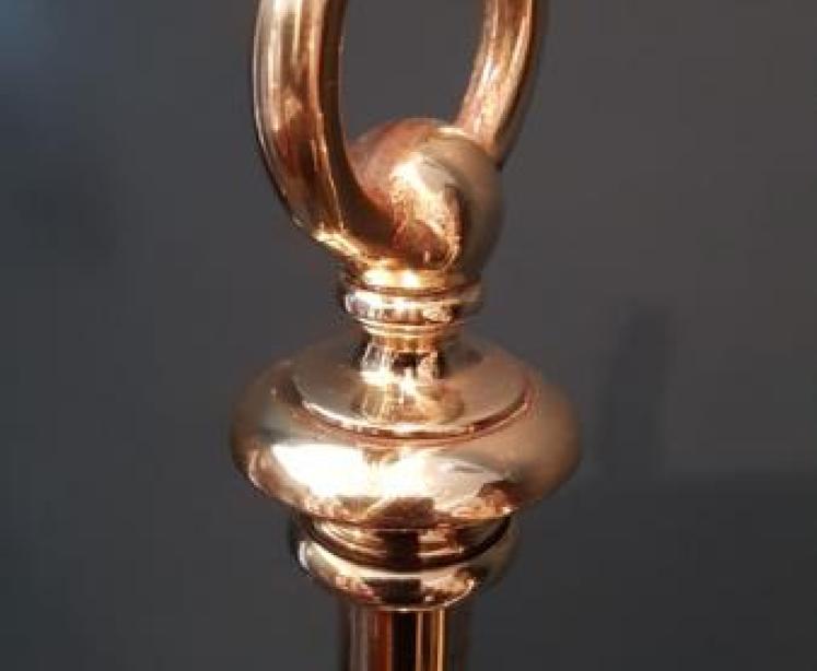 Edwardian Brass Table Lamp and Shade - Image 3