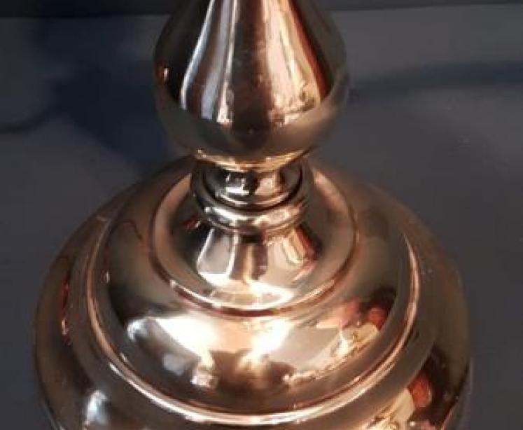 Edwardian Brass Table Lamp and Shade - Image 4