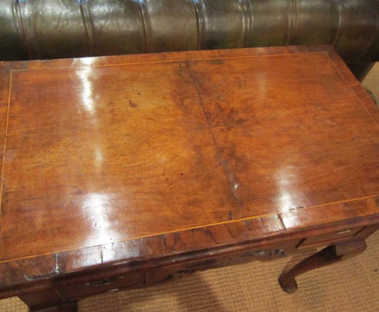 Superb Queen Anne Period Walnut Inlaid Lowboy - Image 4