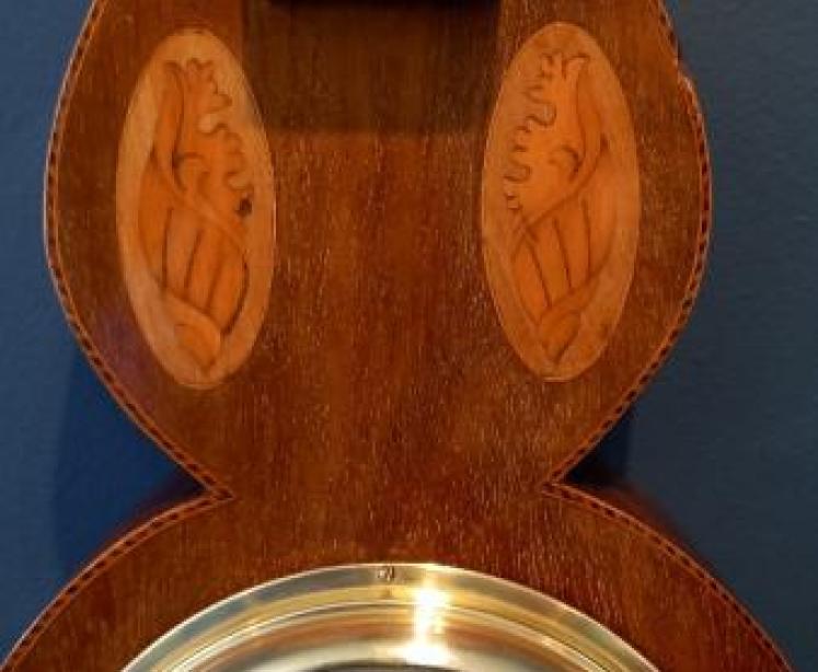 Small Edwardian Period Sheraton Inlaid Banjo Barometer - Image 2