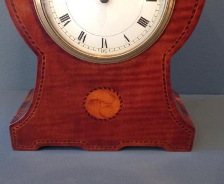 Arts & Crafts Period Mahogany Inlaid Mantel Clock - Image 3