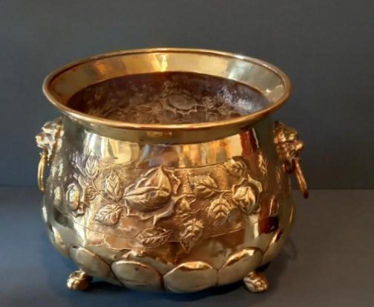 Mid Victorian Cast Brass Jardiniere - Image 1