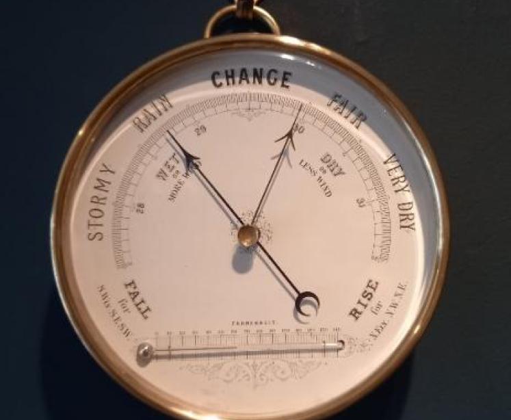 Large Mid Victorian 6.5" Marine Barometer & Thermometer - Image 1