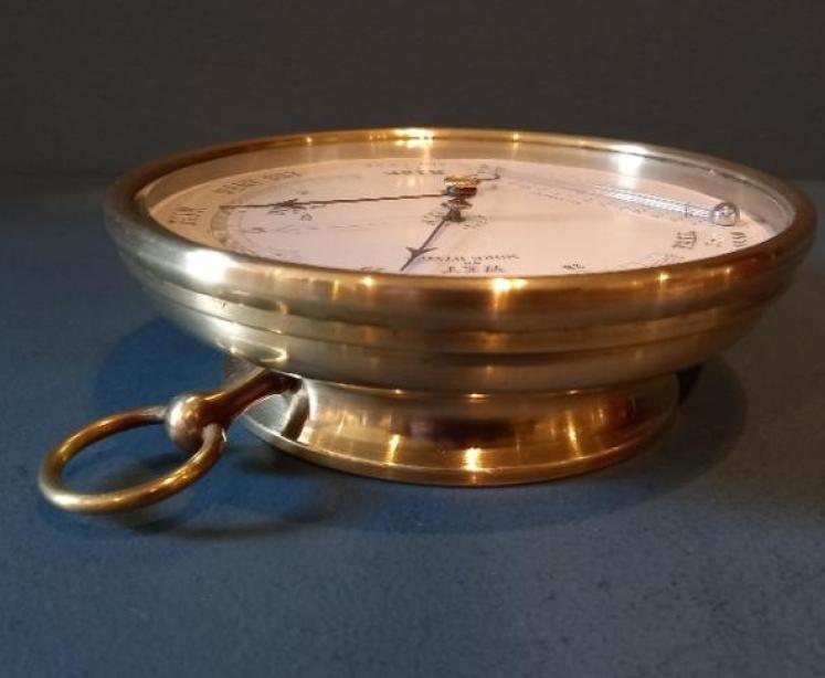 Large Mid Victorian 6.5" Marine Barometer & Thermometer - Image 5