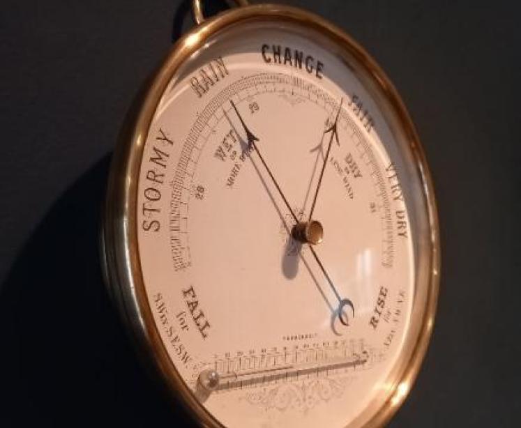 Large Mid Victorian 6.5" Marine Barometer & Thermometer - Image 7