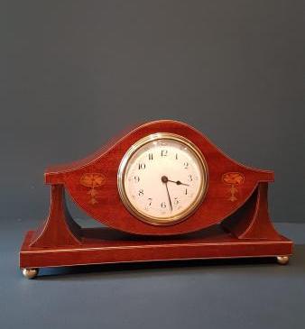 Fine Quality Edwardian Inlaid Mahogany Mantel Clock