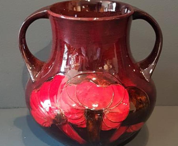 Rare Moorcroft Flambe Claremont Twin Handled Vase - Image 5