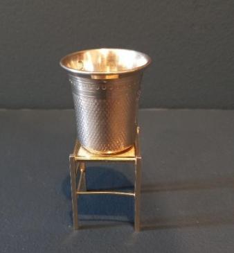 Antique Silver Vodka Measure on Stand