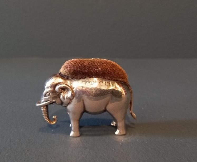 Edwardian Period Silver Elephant Novelty Pin Cushion - Image 1