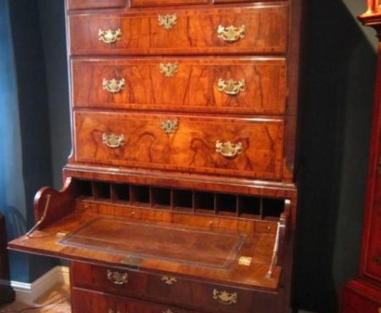 Outstanding George II Walnut Secretaire Chest on Chest - Image 1