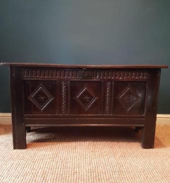 Early Carved Panel Coffer