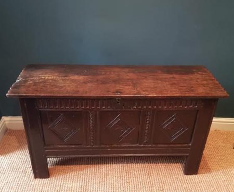 Early Carved Panel Coffer - Image 2