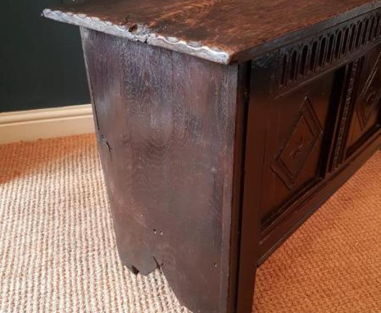 Early Carved Panel Coffer - Image 6