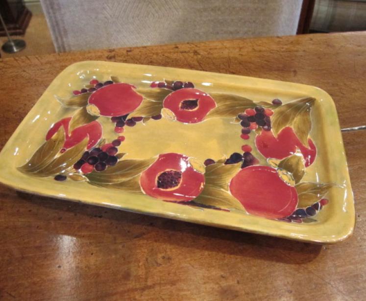Early Moorcroft Pomegranate on Ochre Tray - Image 1