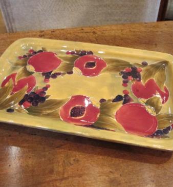 Early Moorcroft Pomegranate on Ochre Tray