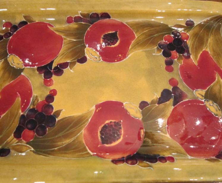 Early Moorcroft Pomegranate on Ochre Tray - Image 2