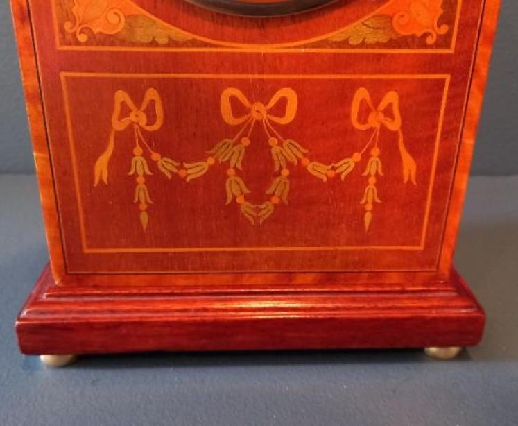 Edwardian Period Fruitwood Inlaid Irish Mantel Clock - Image 4