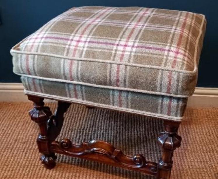 Superb Edwardian Walnut Upholstered Warings Stool - Image 1