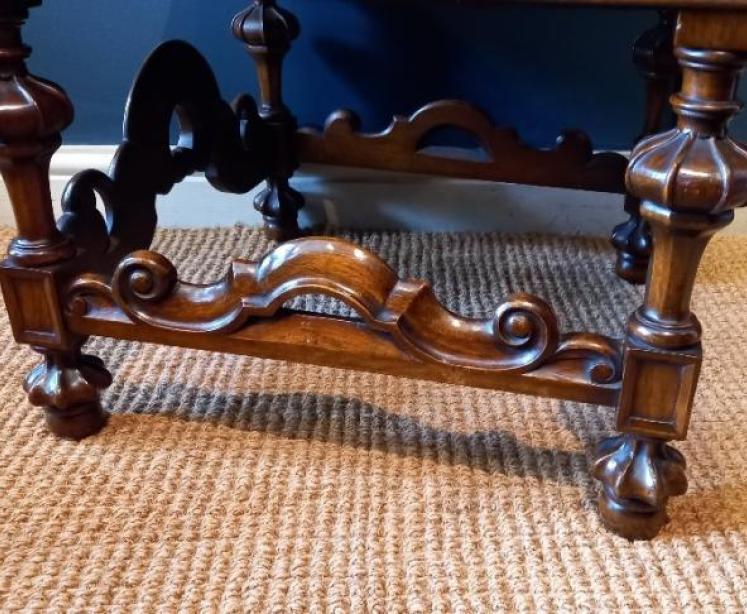 Superb Edwardian Walnut Upholstered Warings Stool - Image 2