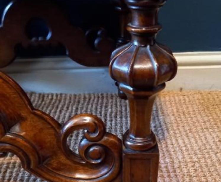 Superb Edwardian Walnut Upholstered Warings Stool - Image 5