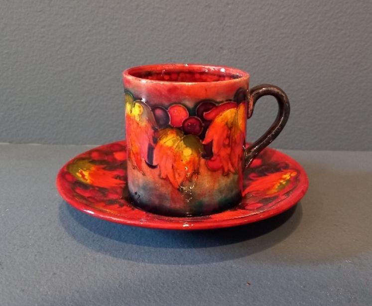 Moorcroft Autumn Leaf & Berries Coffee Can & Saucer - Image 1