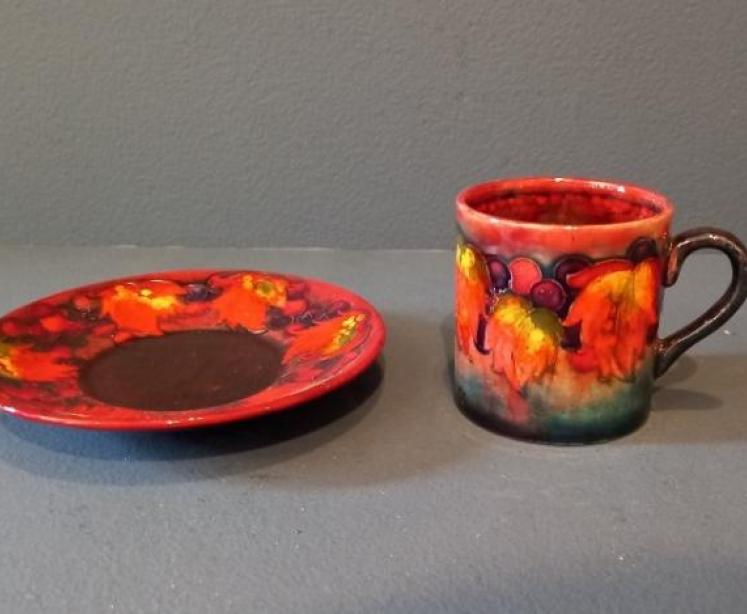 Moorcroft Autumn Leaf & Berries Coffee Can & Saucer - Image 4