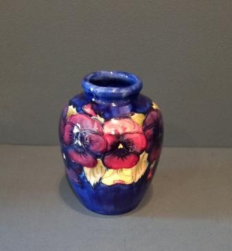 Moorcroft Pansy Roll Neck Vase c.1920