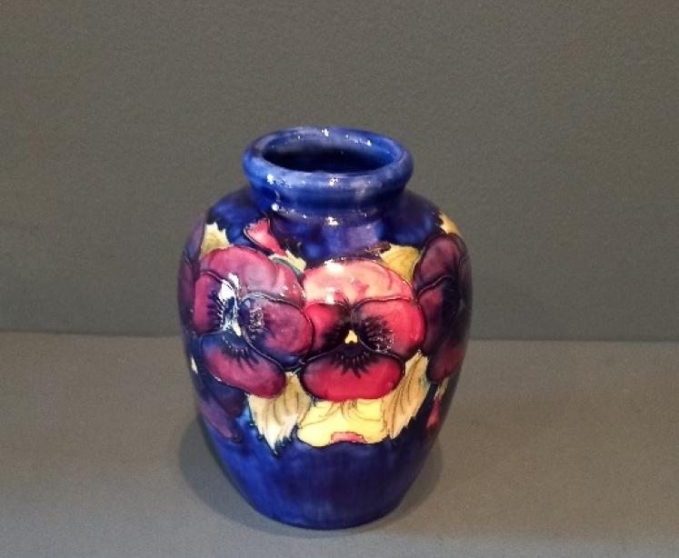 Moorcroft Pansy Roll Neck Vase c.1920 - Image 1