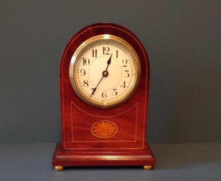 Edwardian Period Sheraton Inlaid Arched Top Mantel Clock - Image 1