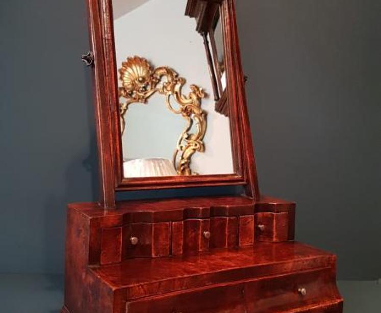 George III Walnut Toilet Mirror - Image 1