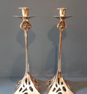 Brass Art Nouveau Candlesticks